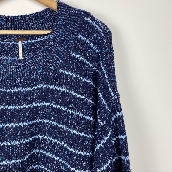 FREE PEOPLE Starlight Pullover Sweater, Blue Chunky Knit, Size Small - Picture 5 of 15